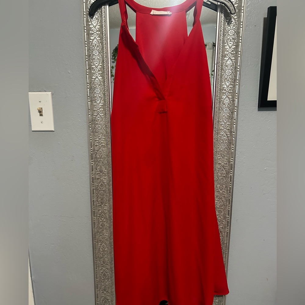 Stella Luce Red Sleeveless V-Neck Dress
